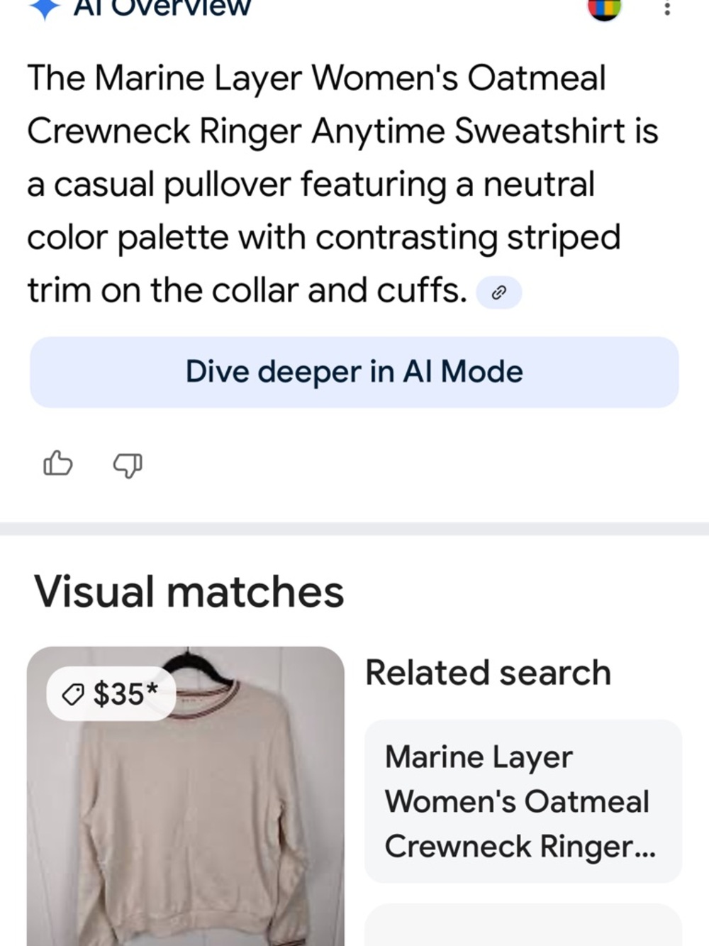 Marine Layer Oatmeal Crewneck Ringer Sweatshirt, Burgundy/Pink Trim, Pullover, S - Picture 15 of 15